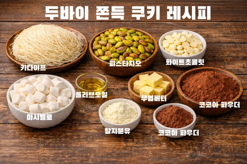 생각보다 맛있는 두쫀쿠 만들기 레시피 (+ 팽이버섯 팽쫀쿠 레시피 두바이 쫀득 쿠키) 두쫀쿠 두바이 쫀득 쿠키 재료